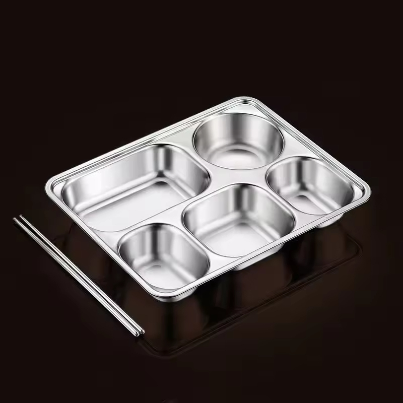 Indonesian Food Tray 304 Stainless Steel Dinner Lunch Box Pan for School Hospital