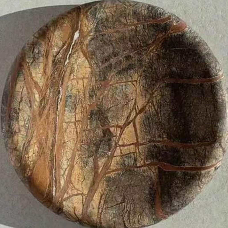 Elegant Round Rainforest Brown Marble Food Bowl Tray and Table Centerpiece