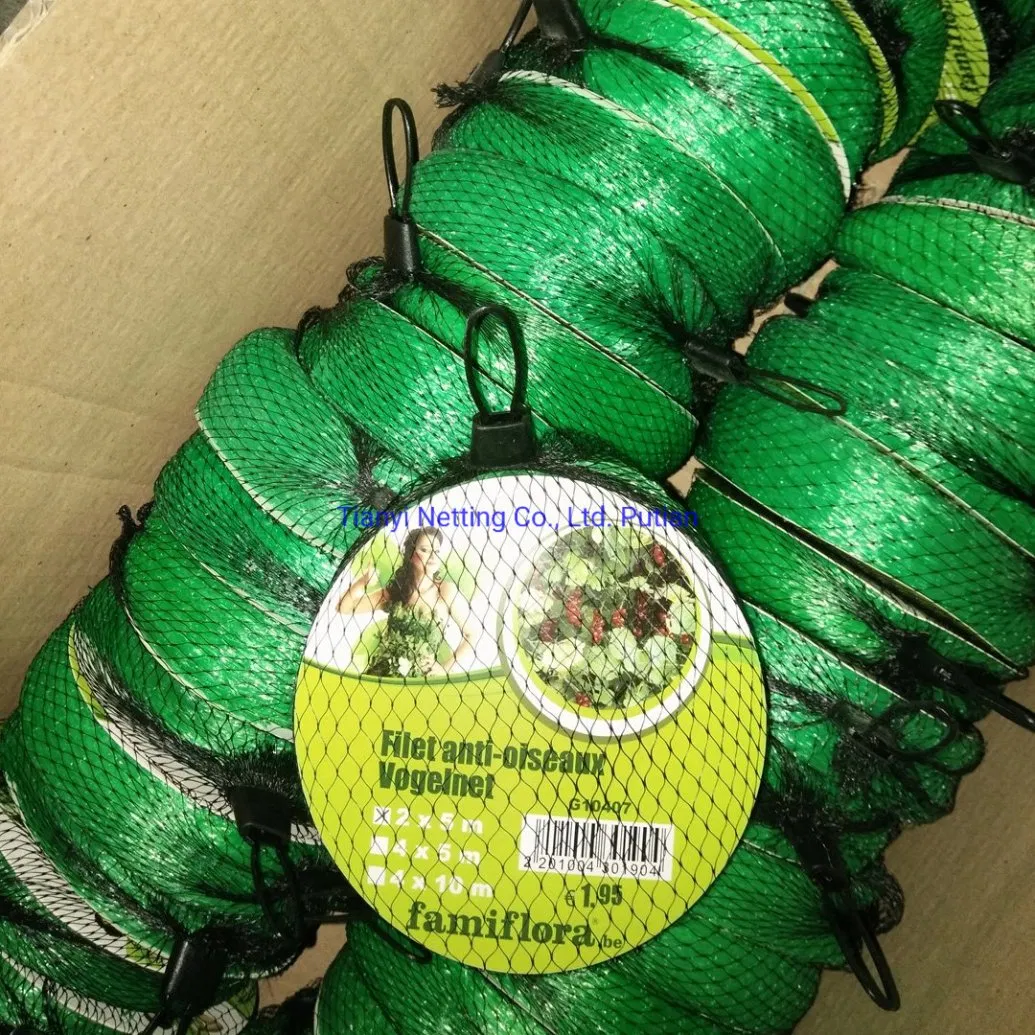 HDPE 8GSM 10X2m Green Color Anti Bird Net, Simple in Structure, High Quality, Protect Crops.