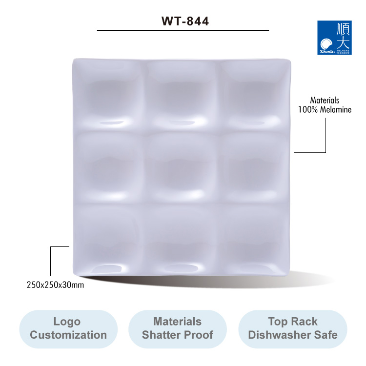 9-Divided Plate Dessert Plate Western Restaurant Melamine Plate