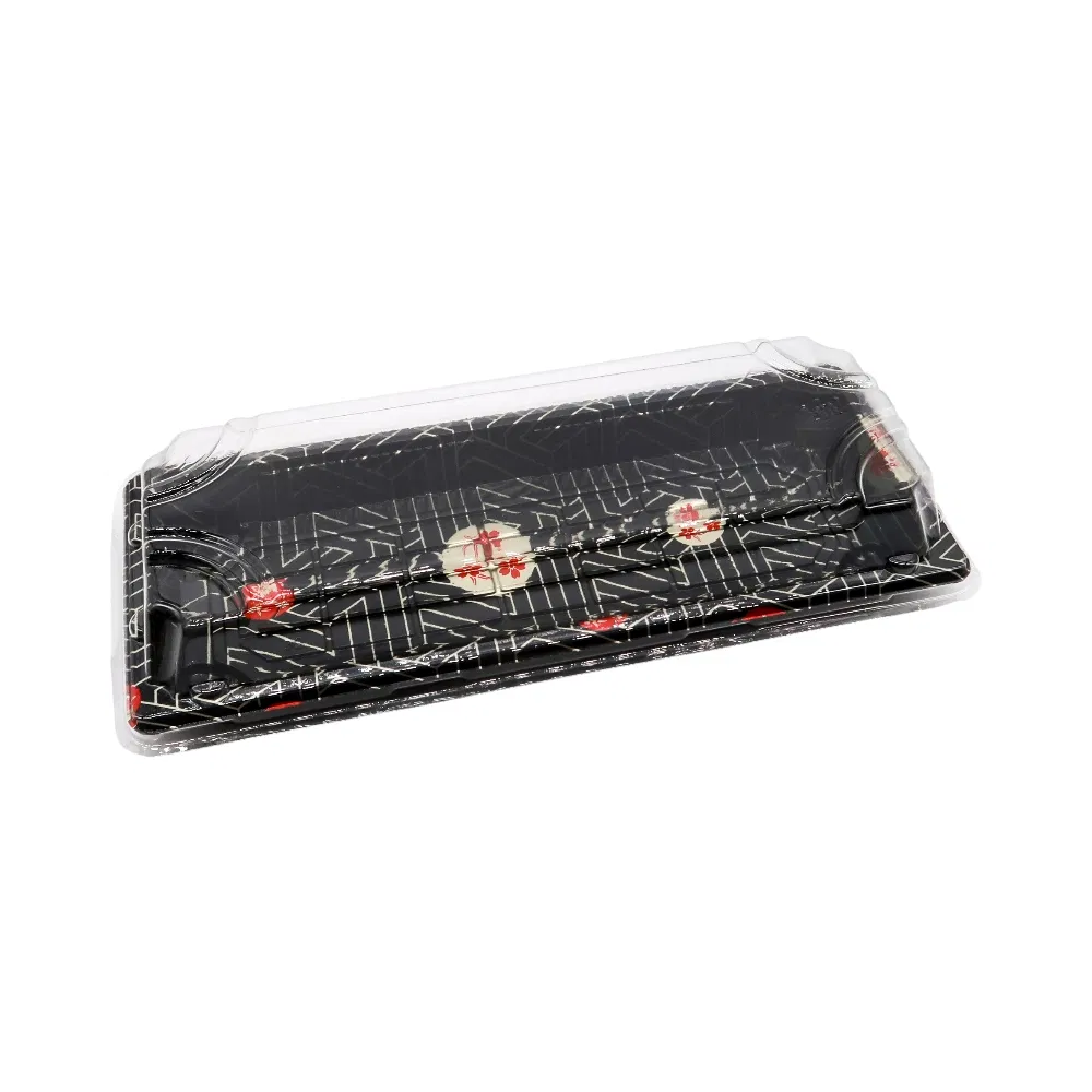 Disposable Plastic Food Take out Plates Rectangle Shape Sushi Food Packaging