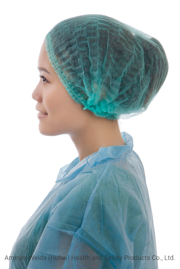 Disposable Non-Woven Mob Cap with Double Elastic Rubber Various Color and Customized Size Use for Prevent Dirt and Protect Head