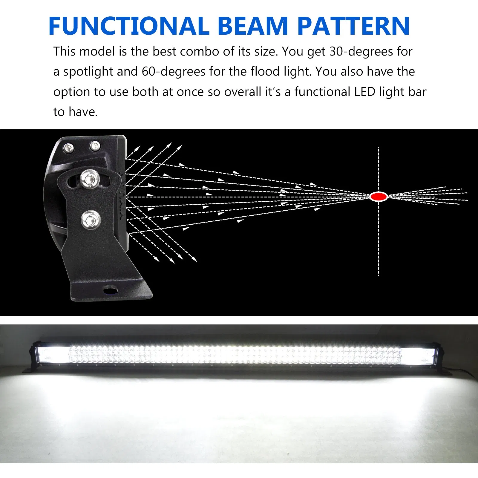 LED Light Bar 7D Lens Triple Row Spot Flood Combo Beam