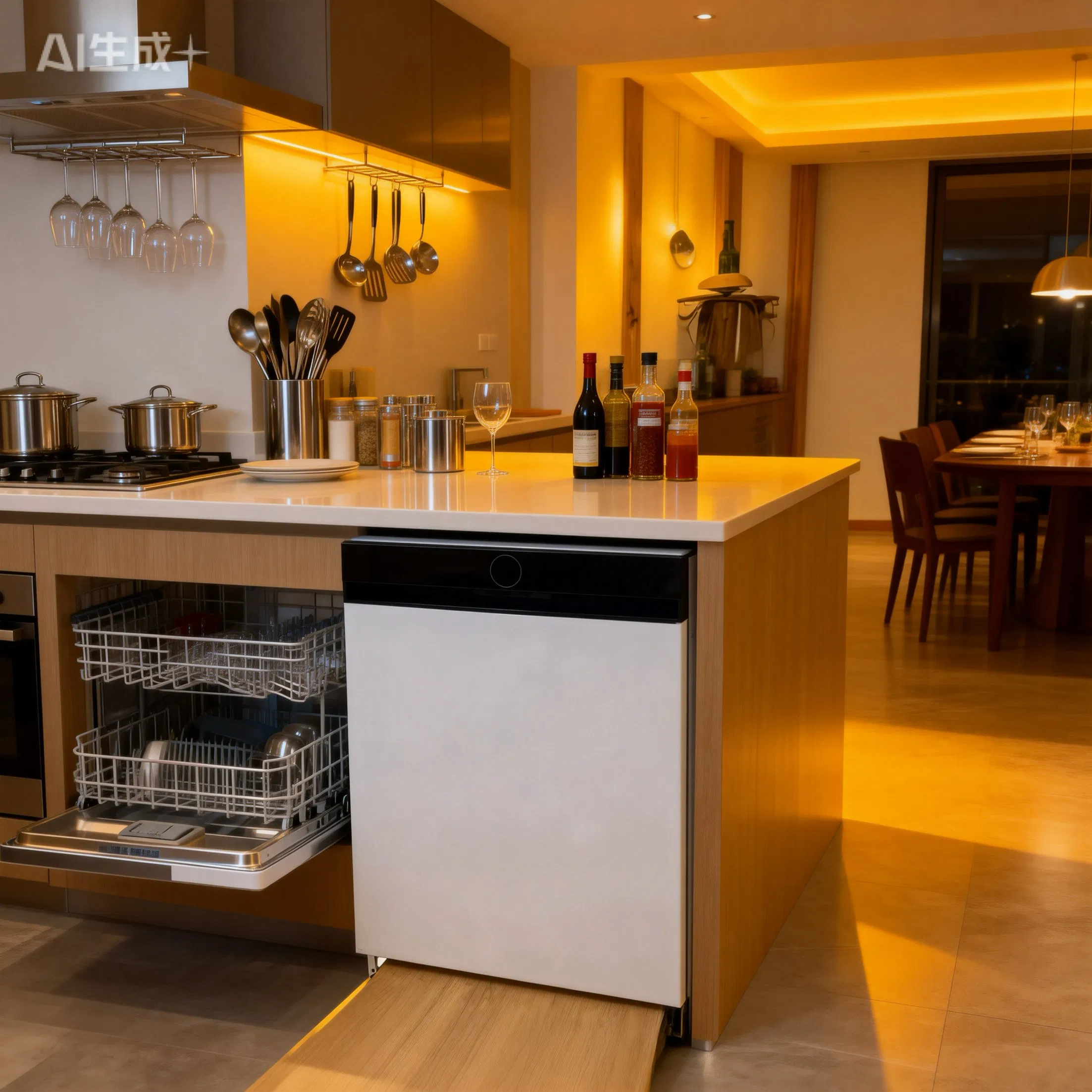 Compact Fully Embedded Free-Standing Dishwasher for Efficient Cleaning