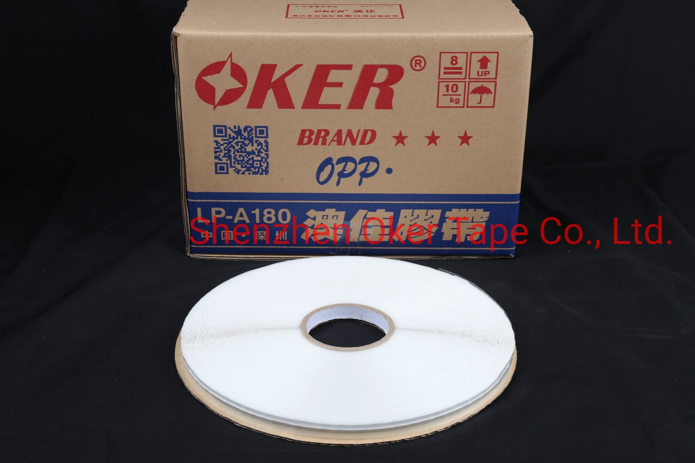 Oker Manufacturer 14/4/6mm OPP Double Sided Tape for PE/CPE Bag,Self-Adhesive Tape, Environmental Protection OPP Tape with Red or White Line,BOPP Adhesive Tape