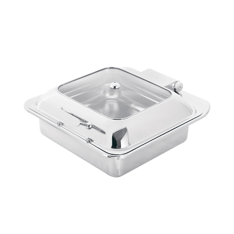 Hotel High/End Silver Square Glass Cover Buffet Stove