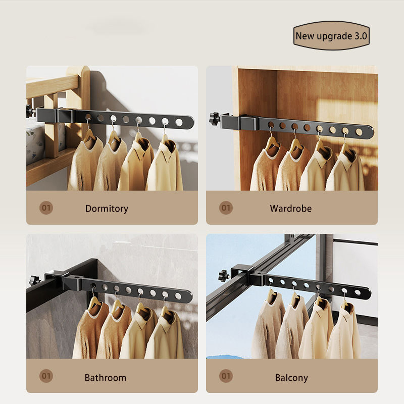 Sanipro Punch-Free Aluminum Alloy Clothes Hanger Single-Tier Anti-Theft Window Guardrail Clip Type Folding Drying Rack