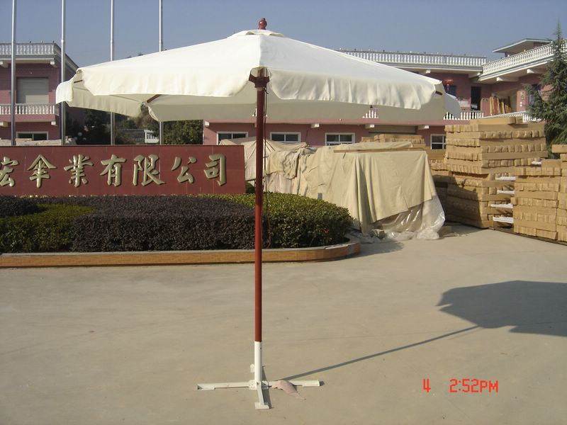 Sun Wooden Parasol Umbrella Dia. 2.5m 6ribs 38mm Pole with Flap