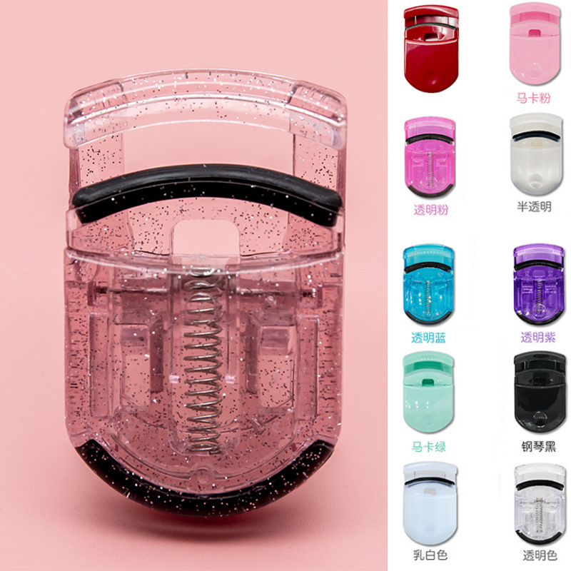 Mini Portable Plastic Eyelash Curler with Ten Colors Beauty Clip with Glitter Powder for Eye Gift