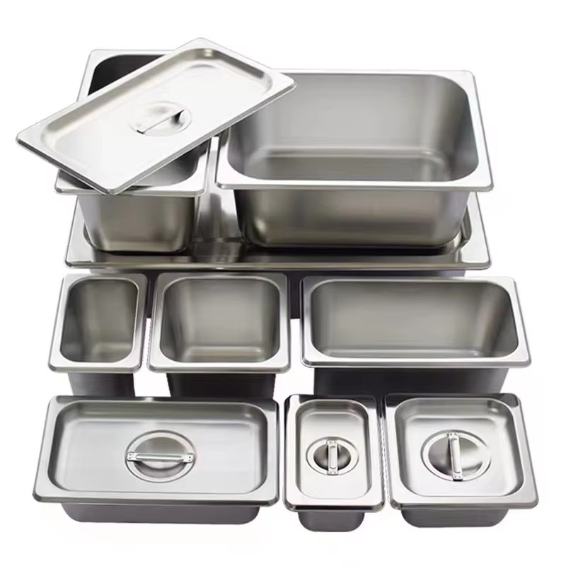 Full-Size Gn 1/1 Stainless Steel Pan European-Style Buffet Tray Metal Food Pan for Hotel, Restaurant & Catering Use