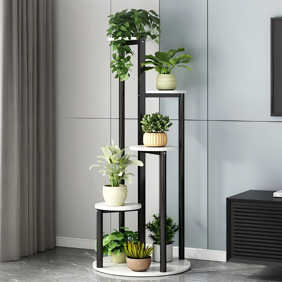 Indoor Outdoor Metal Plant Stand with Rust-Resistant Coating and Stable Tripod Base for Balcony