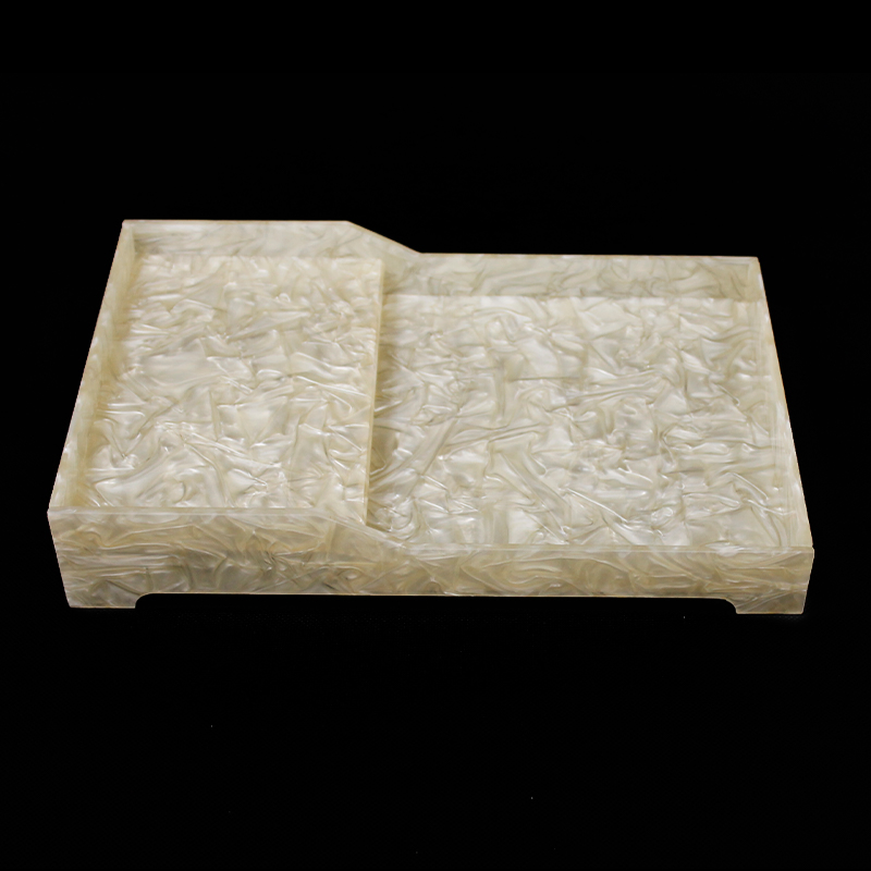 Hotel Suppliers Customized Rectangular Cup Holder Acrylic Bathroom Amenity Tray with Drawer