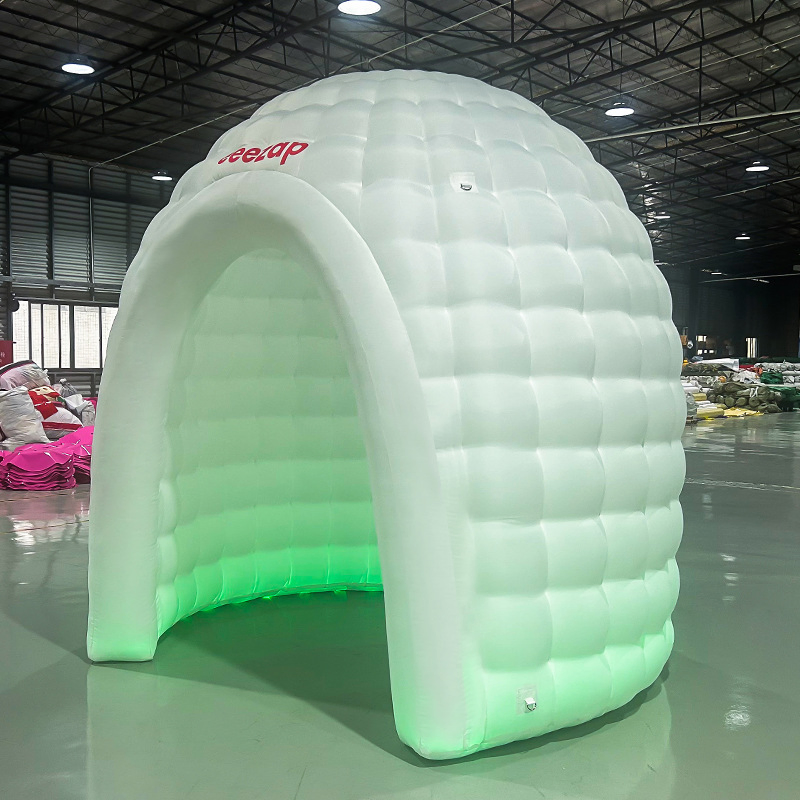 Customizable Logo Inflatable Tent Portable Foldable Outdoor Advertising Round Canopy with Colorful Lights