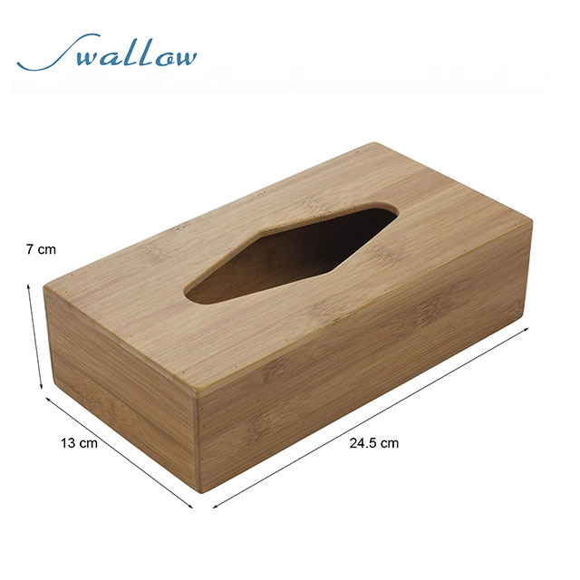 Tissue Box Rectangular Diamond, Facial Tissue Box Cover Holder with Wooden Cover for Hotel