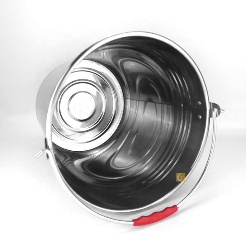 4L Metal Buckets with Handle 410 Stainless Steel Water Bucket Stainless Steel Pail