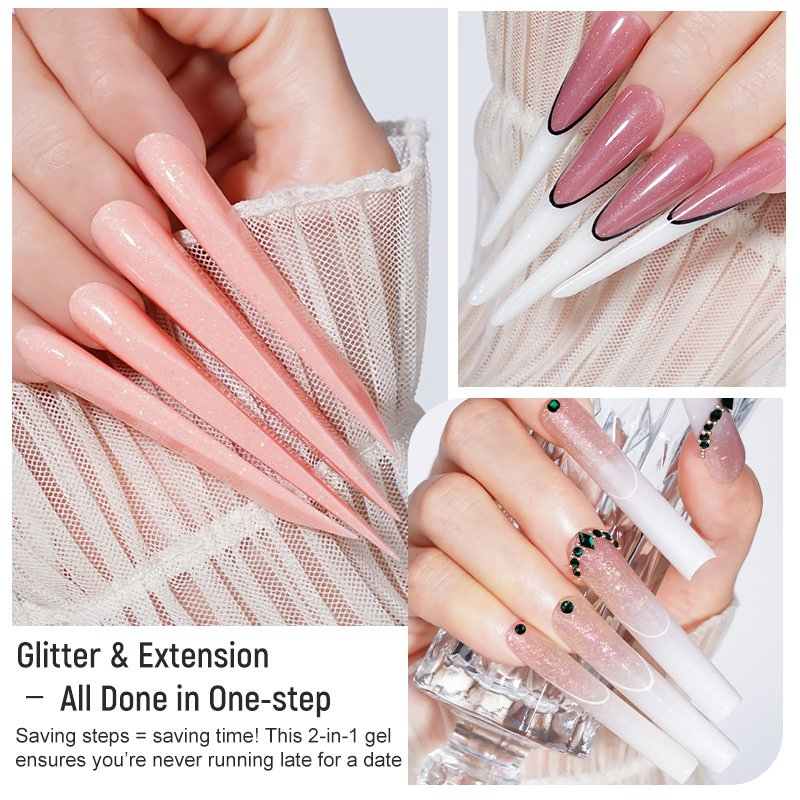 New Formula No Burn Builder Nail Extension Gel 15ml Hema Free Low Heat Self Leveling Acryl Mousse Glitter Hard Gel