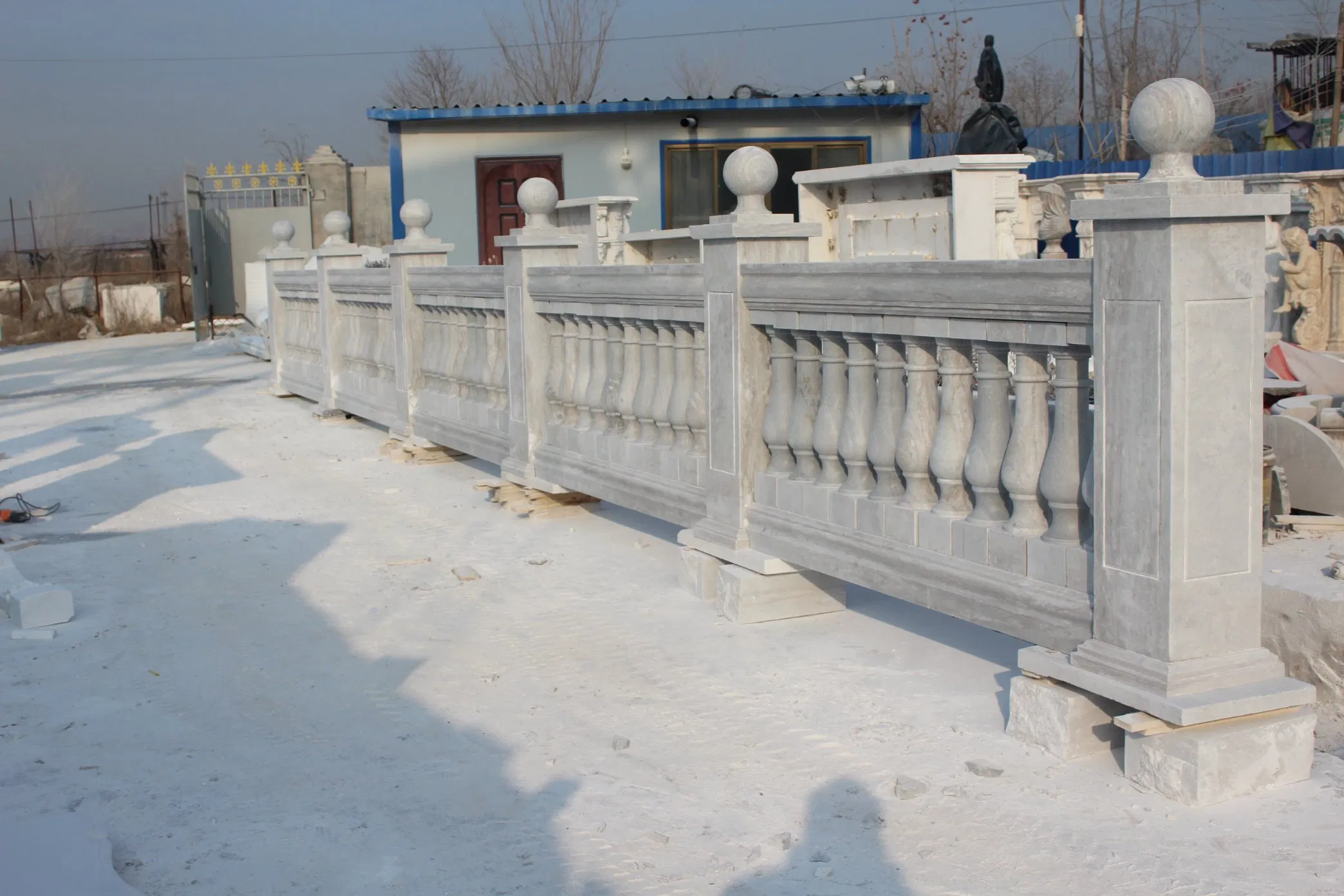 Factory Wholesale Hand Craft White Carrara Fence Stone Sculpture Stair Balustrade (SY-B008)