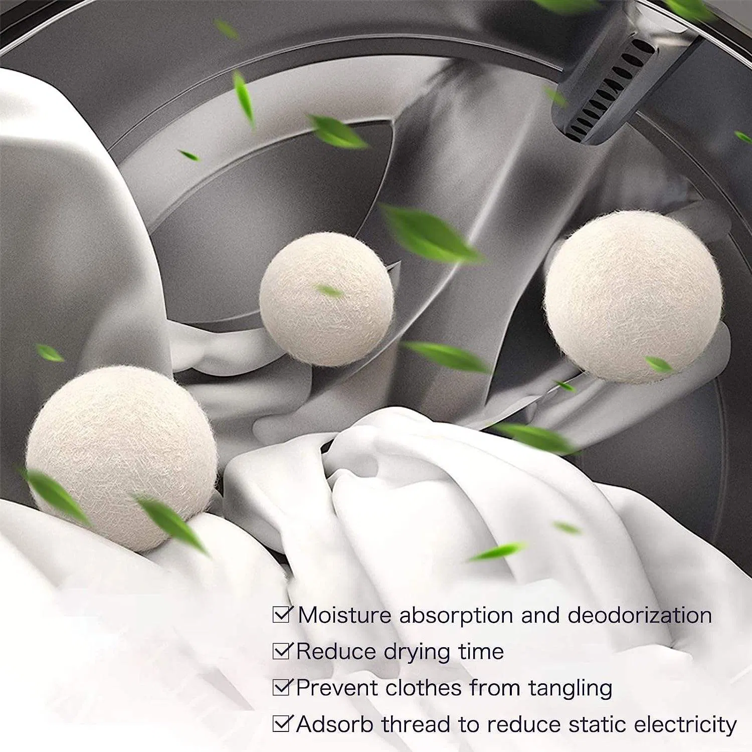 Clothes Drying Wrinkle-Free XL 7cm Wool Ball 100% New Zealand Wool Dryer Balls Fast Drying Time