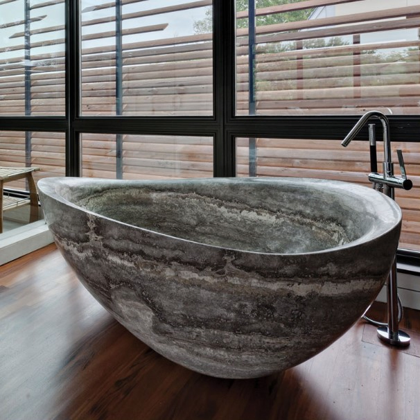 Home Using Carved Natural Stone Bathroom Bathtub