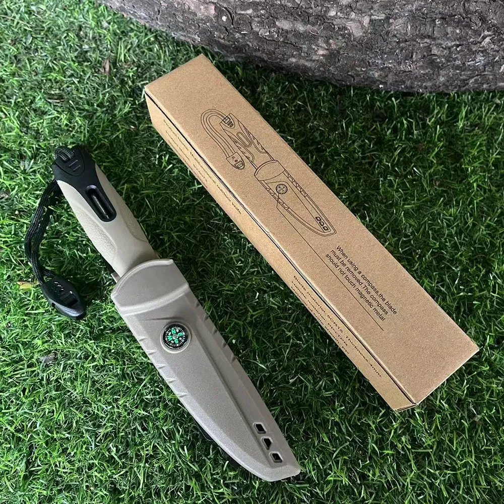 Ds-3304 Pocket Knife with Serrated Back, Compass & Lighter Stick, Sharp Folding Knives with Portable Clip - Small Tool for Tactical Camping Survival Hiking