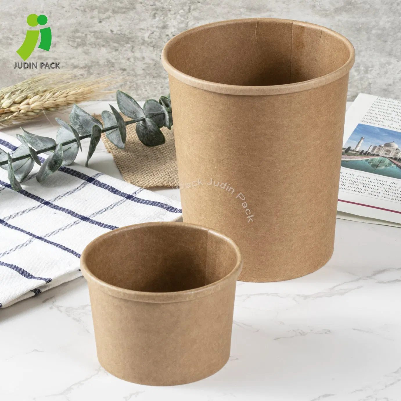 Environmentally Friendly Paper Take Away Paper Soup Cup with Customized Logo