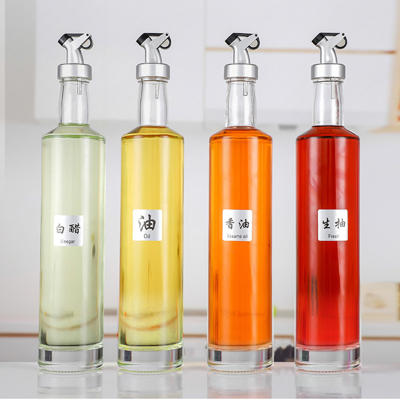 High-Quality Thick Base Premium Glass Oil Bottle with Pourer Lid