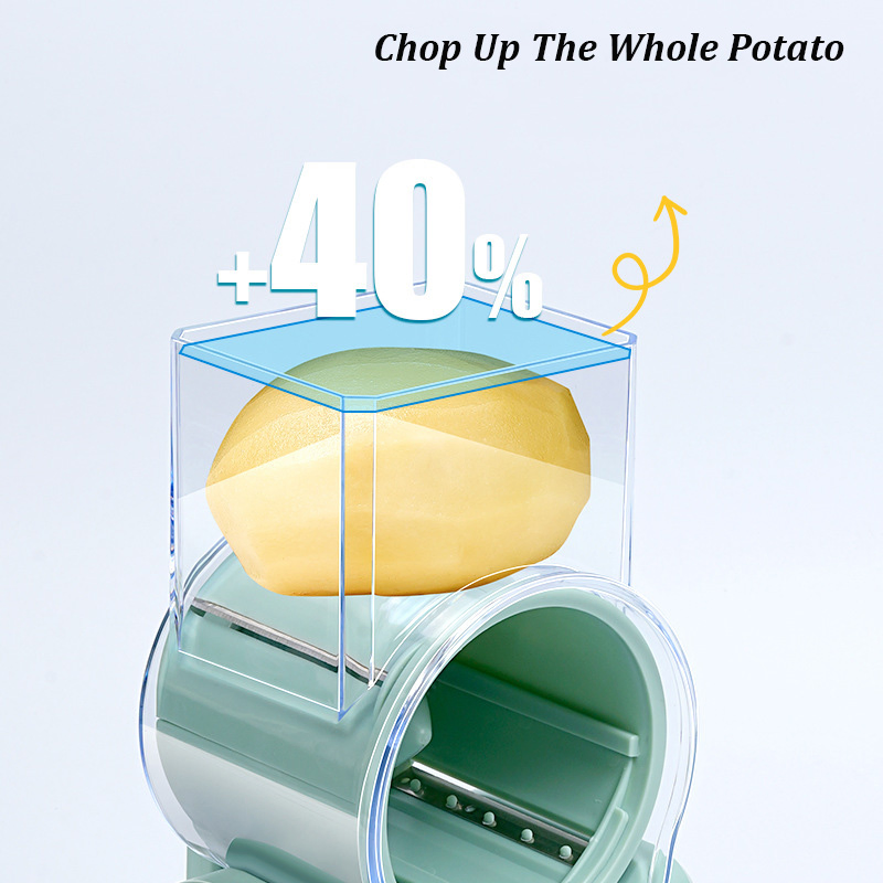 Ds-5213A Rotary Cheese Graters 3-Blades Multifunctional Rotating Spiral Vegetable Cutter Chopper