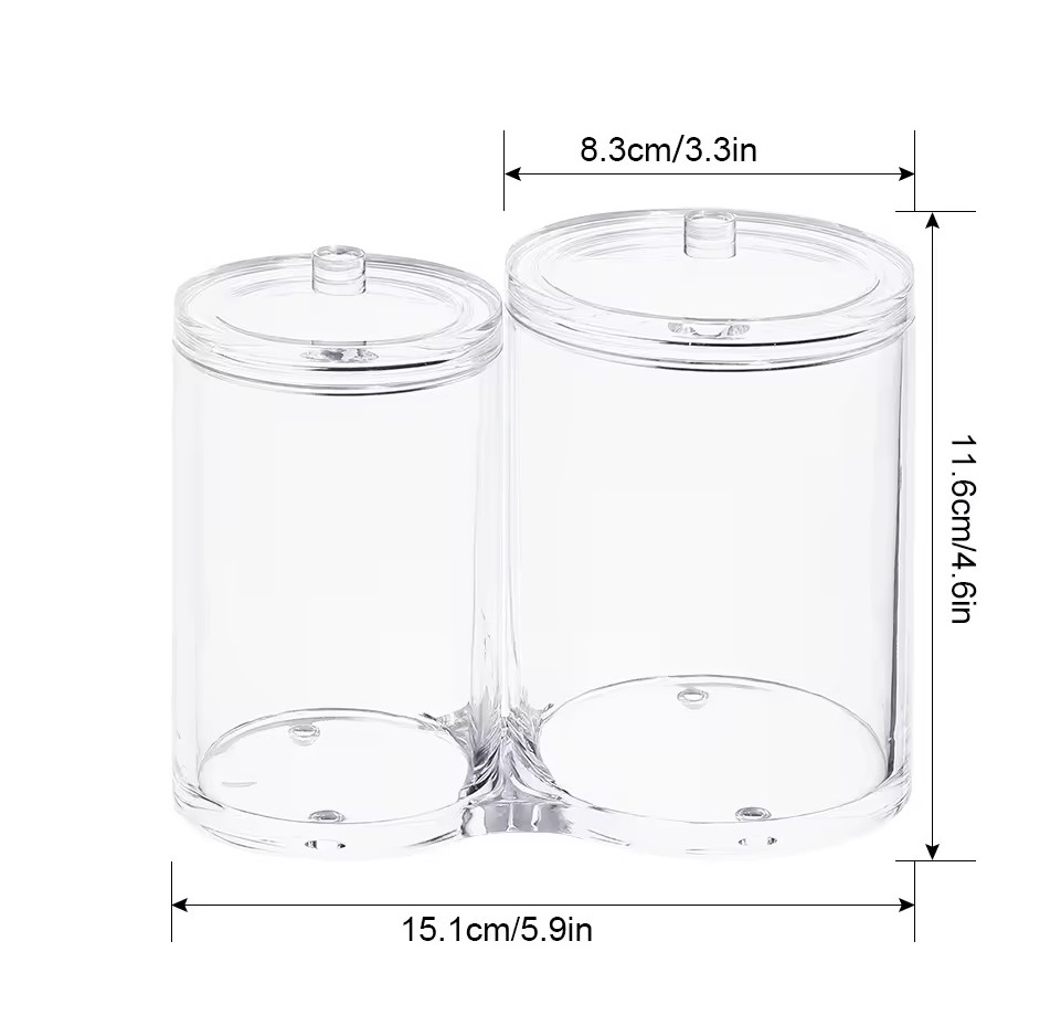 Promotion Gift Acrylic or PS Desktop Beauty Makeup Double Jars Organizer with Lids