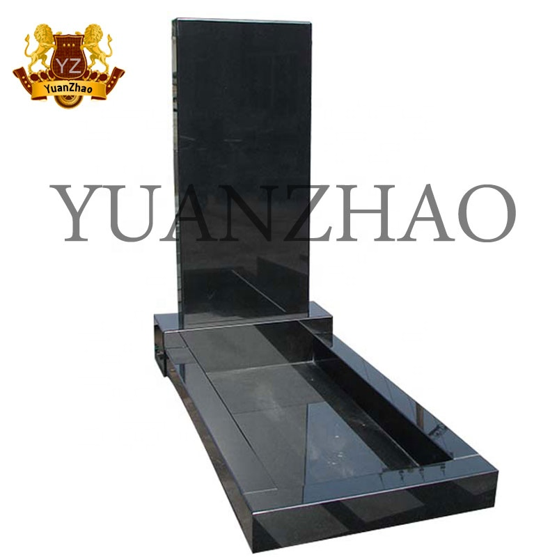 European Design Stone Carving Monument Headstone Hand Carved Black Granite Tombstone