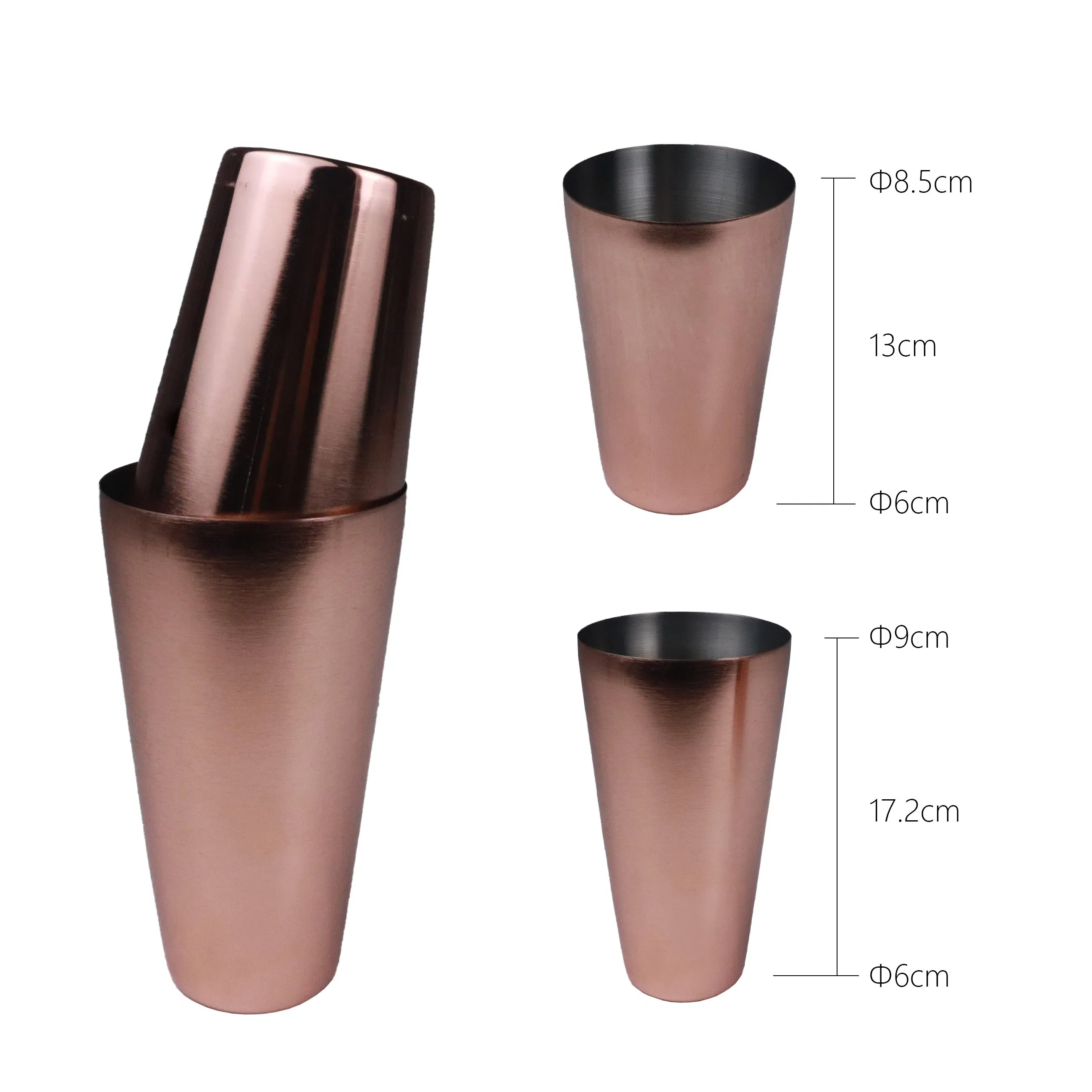 Factory Direct Food Grade Classical Style Bar Tool Bartender Stainless Steel Boston Shaker 18oz&28oz Gold Black Copper Cocktail Shaker