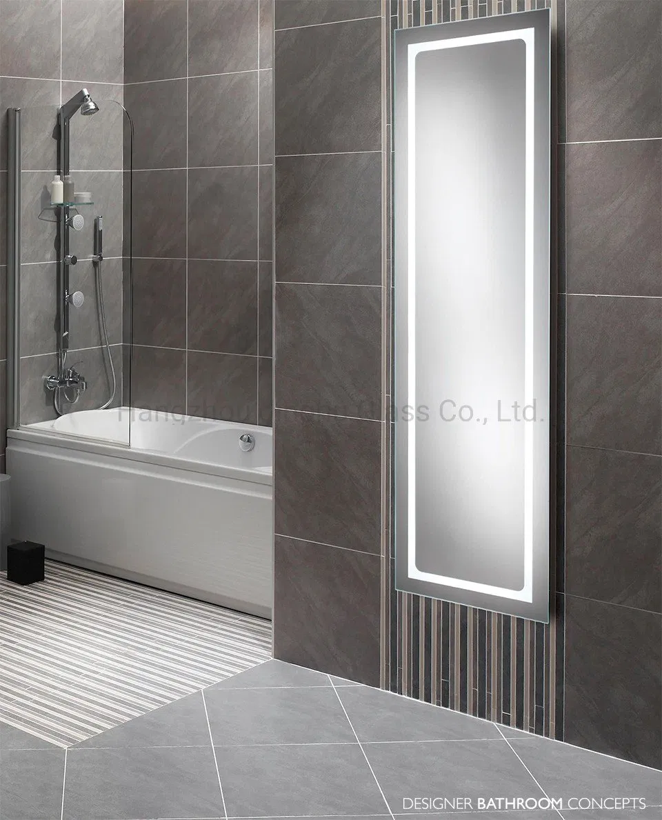 Full Length Oversize Rectangle Sandblast Customize Large Bathroom LED Illuminated Mirrors with Touch Sensor