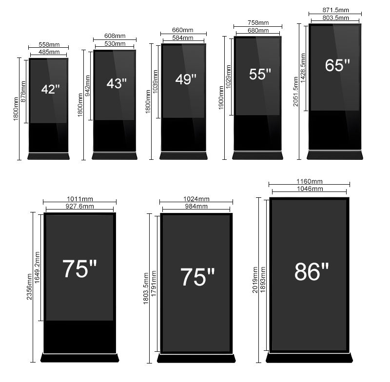 Напольный 75-дюймовый LCD дисплей 4K для рекламы