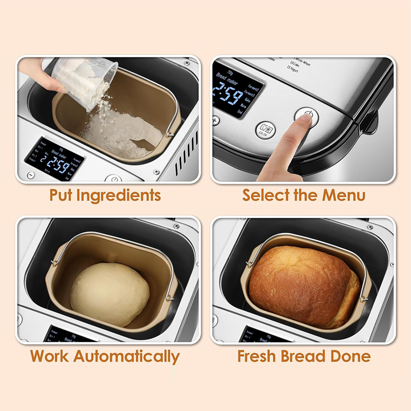 Professional 15-in-1 Stainless Steel Bread Maker Machine Breadmaker for Artisan Bread