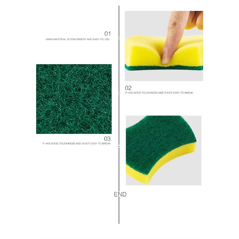 Promotional Hot-Sale Eco-Friendly 10-Pack Kitchen Cleaning Dish Washing Sponge Scouring Pads Scrubbers
