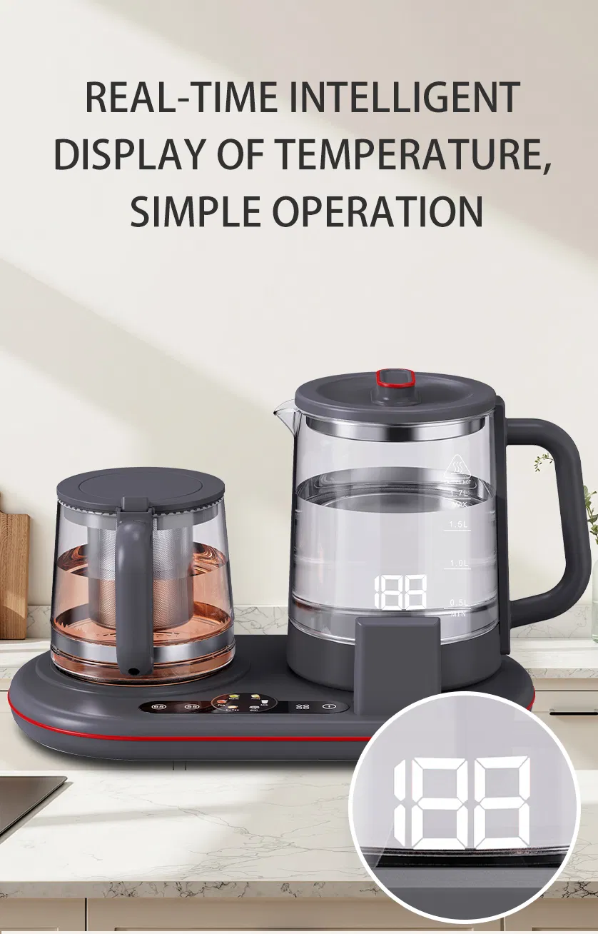 Home Appliances & Hotel 1.7+1.1L Double Kettle Glass Electric Hot Water Kettle Boiled Water Kettle with Boli Dry Protection