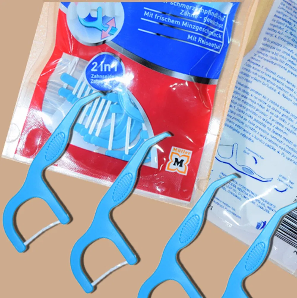 Private Label Disposable Toothpick Oral Flosser Stick Dental Floss Pick