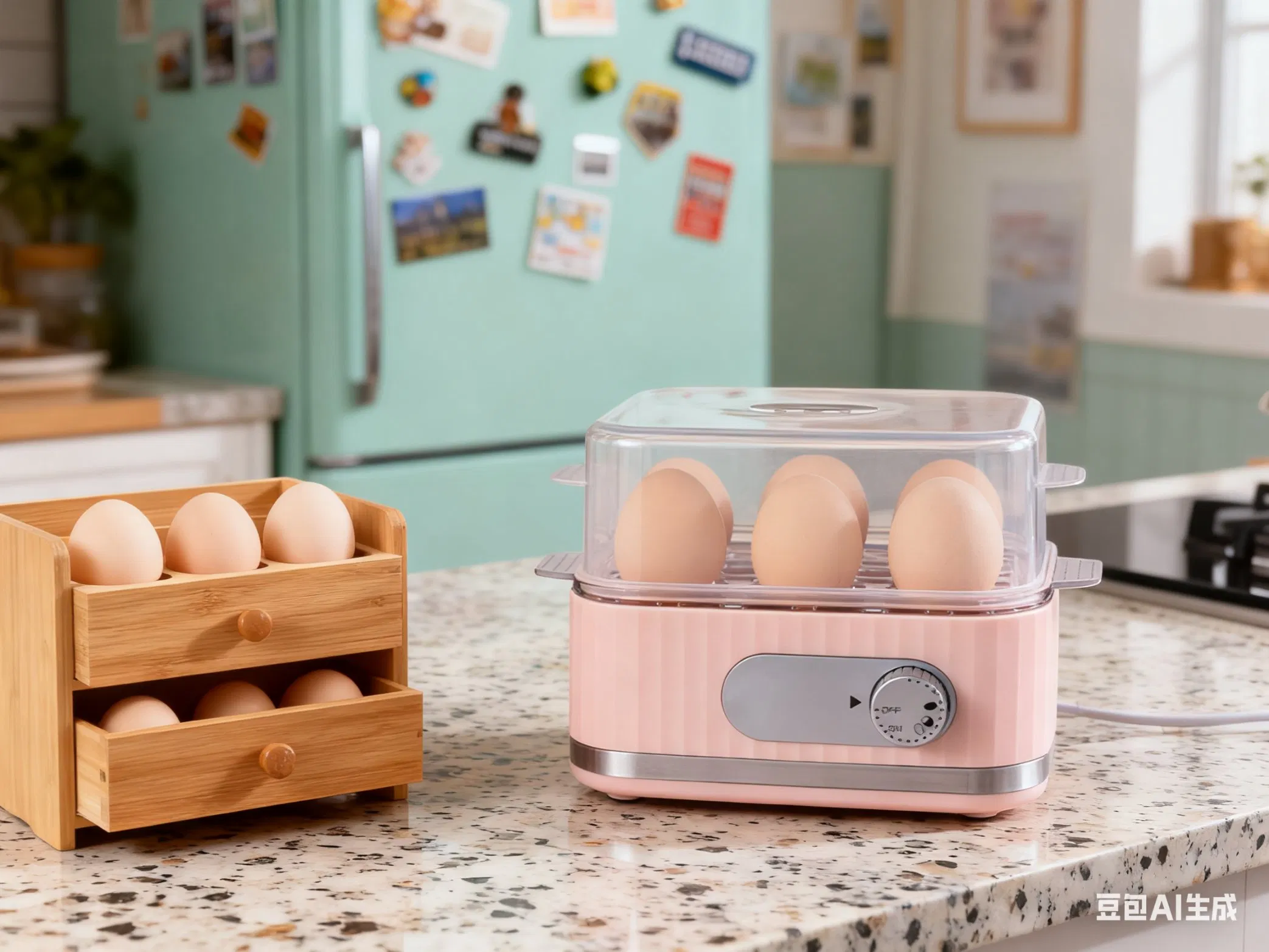 400W Electric Egg Cooker with Timer for Perfectly Boiled Eggs