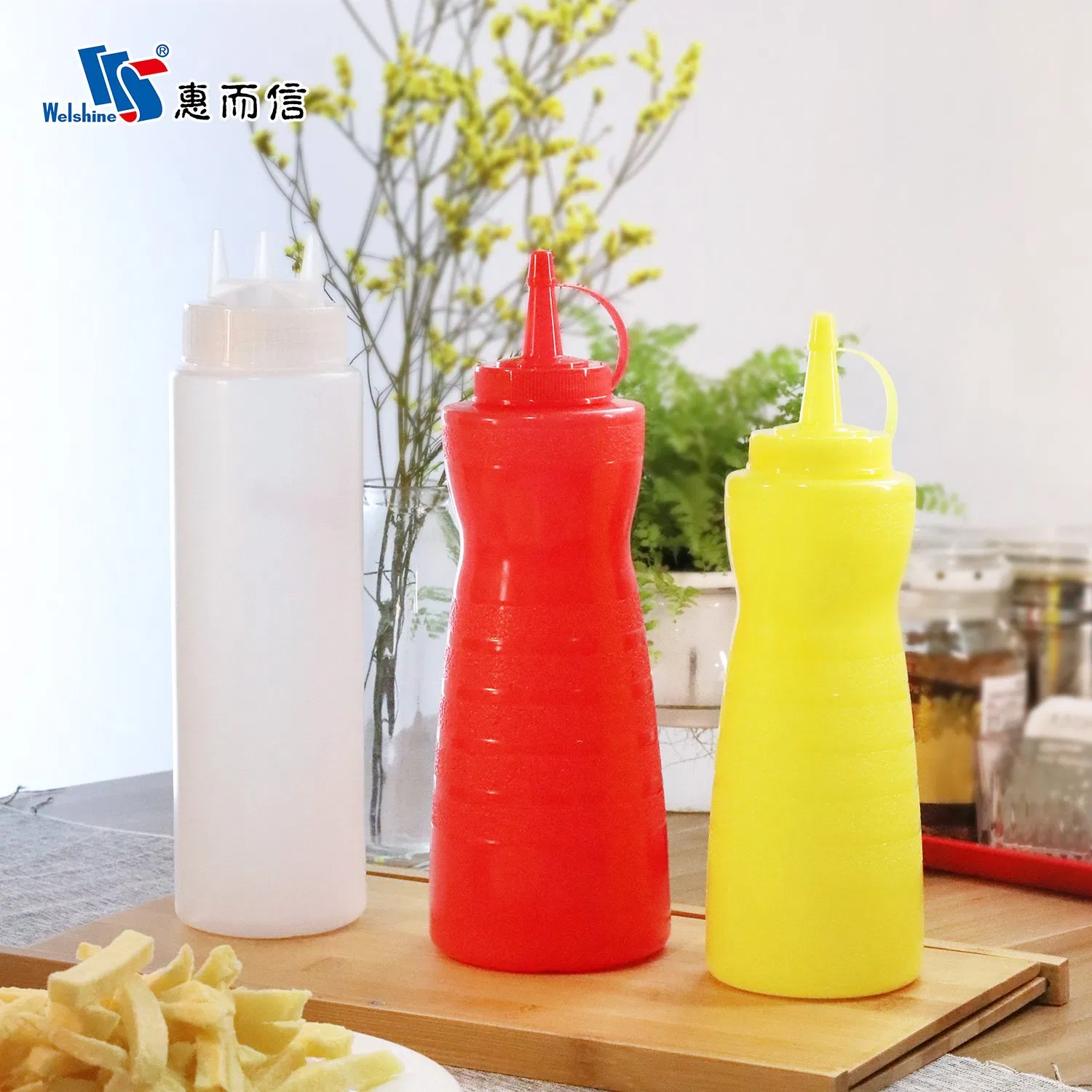 Plastic Squeeze Sauce Bottle, Jam, Ketchup, Salad Dressing, Large-Caliber Commercial Sauce Bottle