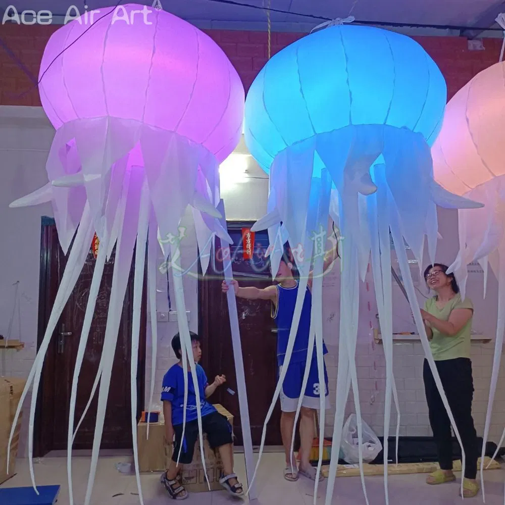 3mh Vivid Inflatable Ceiling Jellyfish LED Lighted Inflatable Wedding Jellyfish Balloons for Party