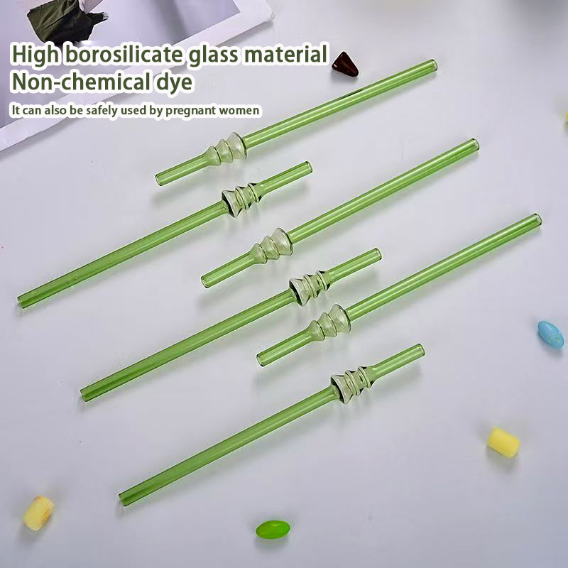 OEM Heat Resistant Creative Colorful Glass Straw Clear Glass Tube Lip Protecting Drink Straw