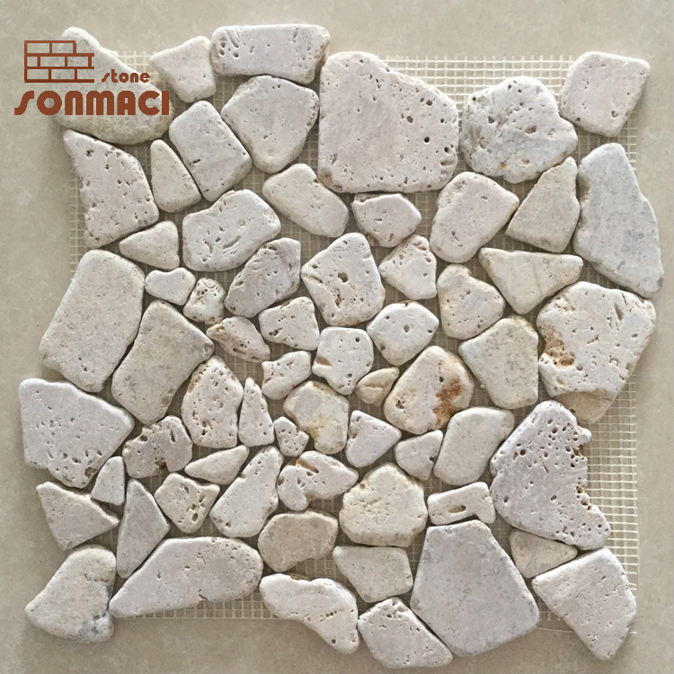 Natural Beige Travertine Stone Mosaic Tile for Garden Decoration