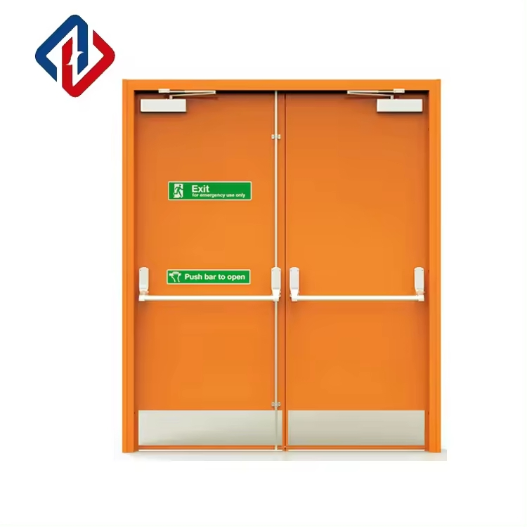 for UL Wh Listed Modern Style Double Leaf Safety Emergency Exit Metal Door Fire Rated Steel Door with Finished Surface