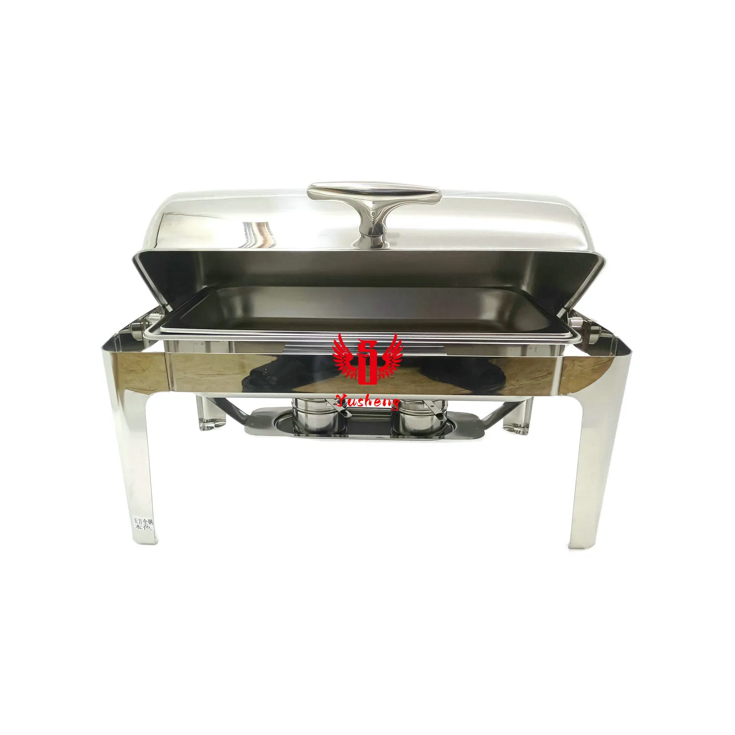 High Quality Unvisible Lid Rectangular Silver Steel Buffet Chafing Dish