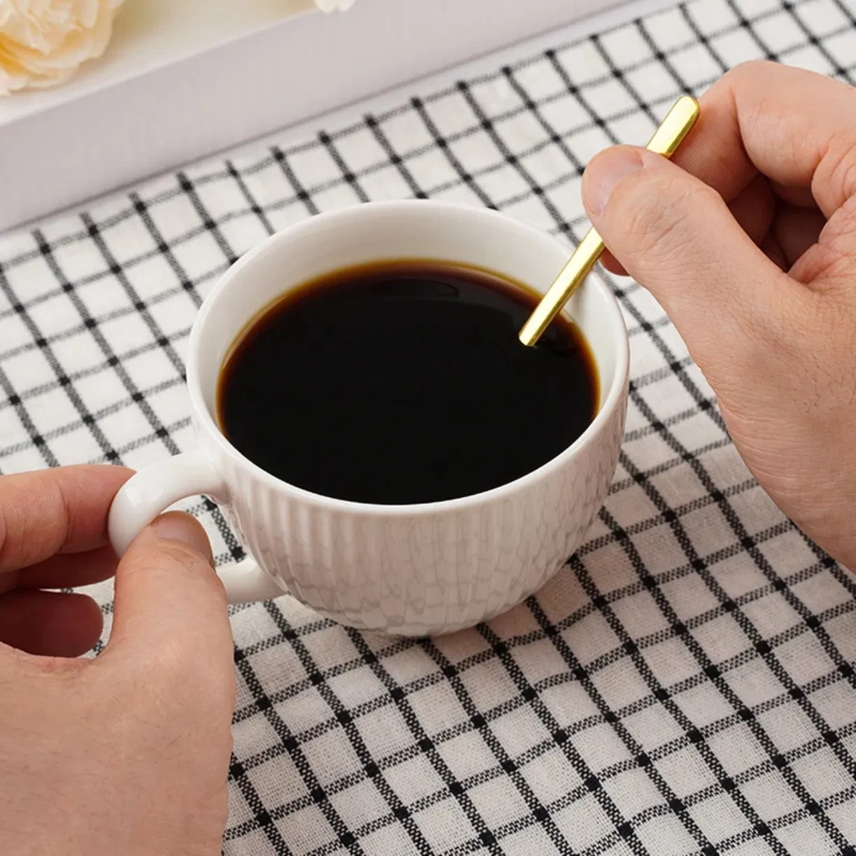 White Ceramic Cup and Saucer Custom Decal White Tableware Cup and Saucer