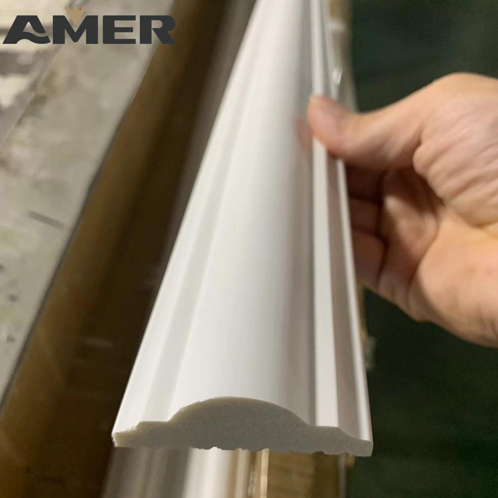 High Quality White Marble Color PS Wall Skirting Board Wood Baseboard Moulding Flooring Accessories