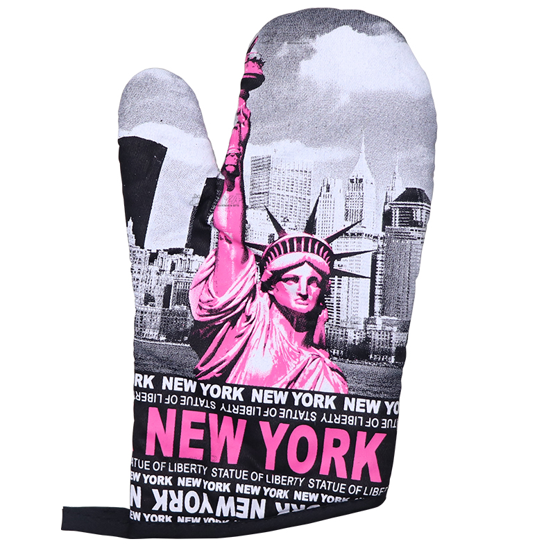Wholesale Custom Printed Heat Resistant Oven Gloves Cotton Souvenir Kitchen Oven Mitts