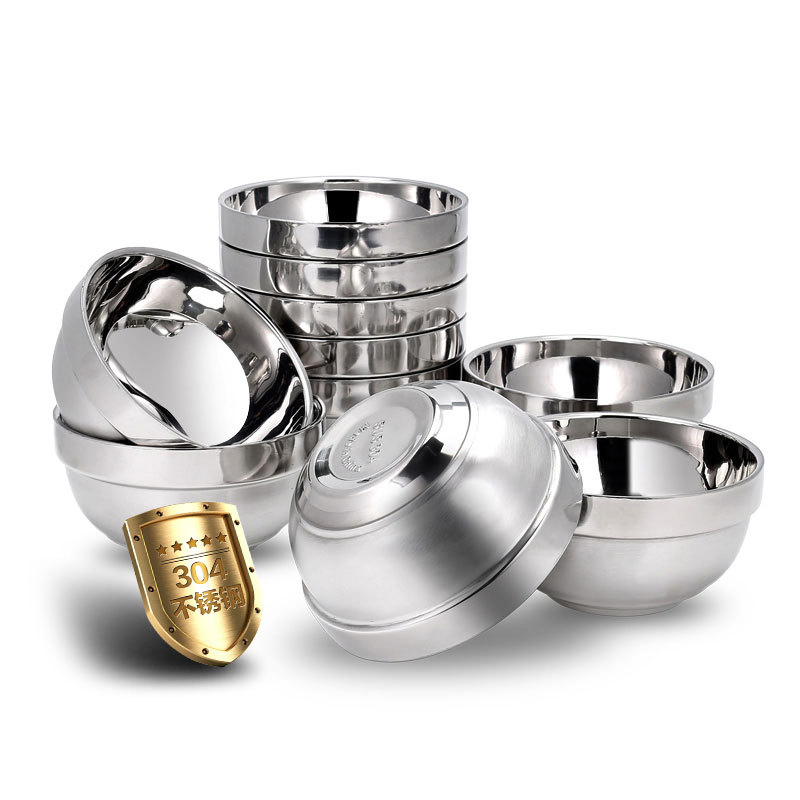 Double-Layer Insulated 304 Stainless Steel Bowl for Canteen & Household