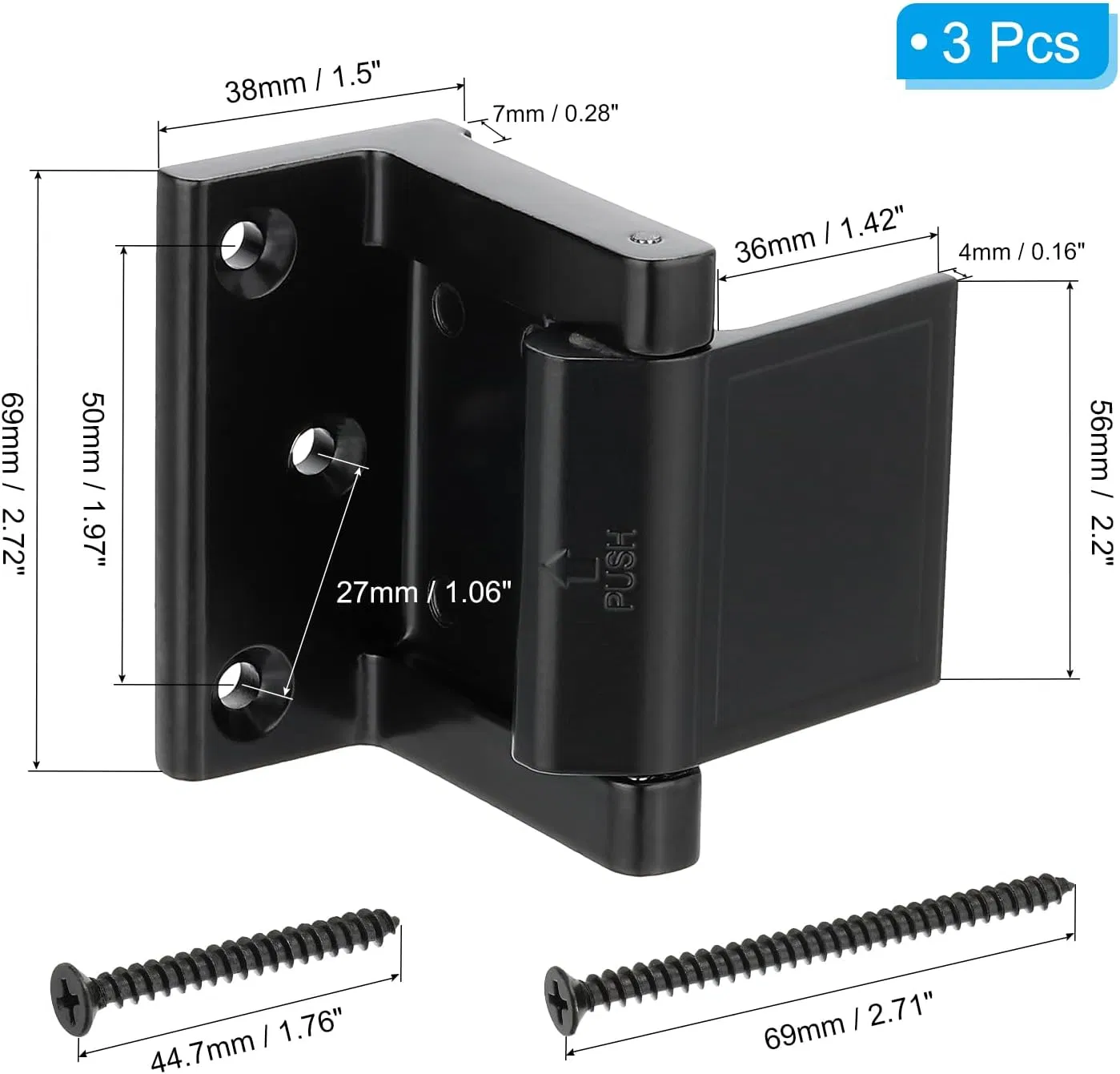 Mdsf02-Bk Die-Cast Zinc Security Latch, Black Finish