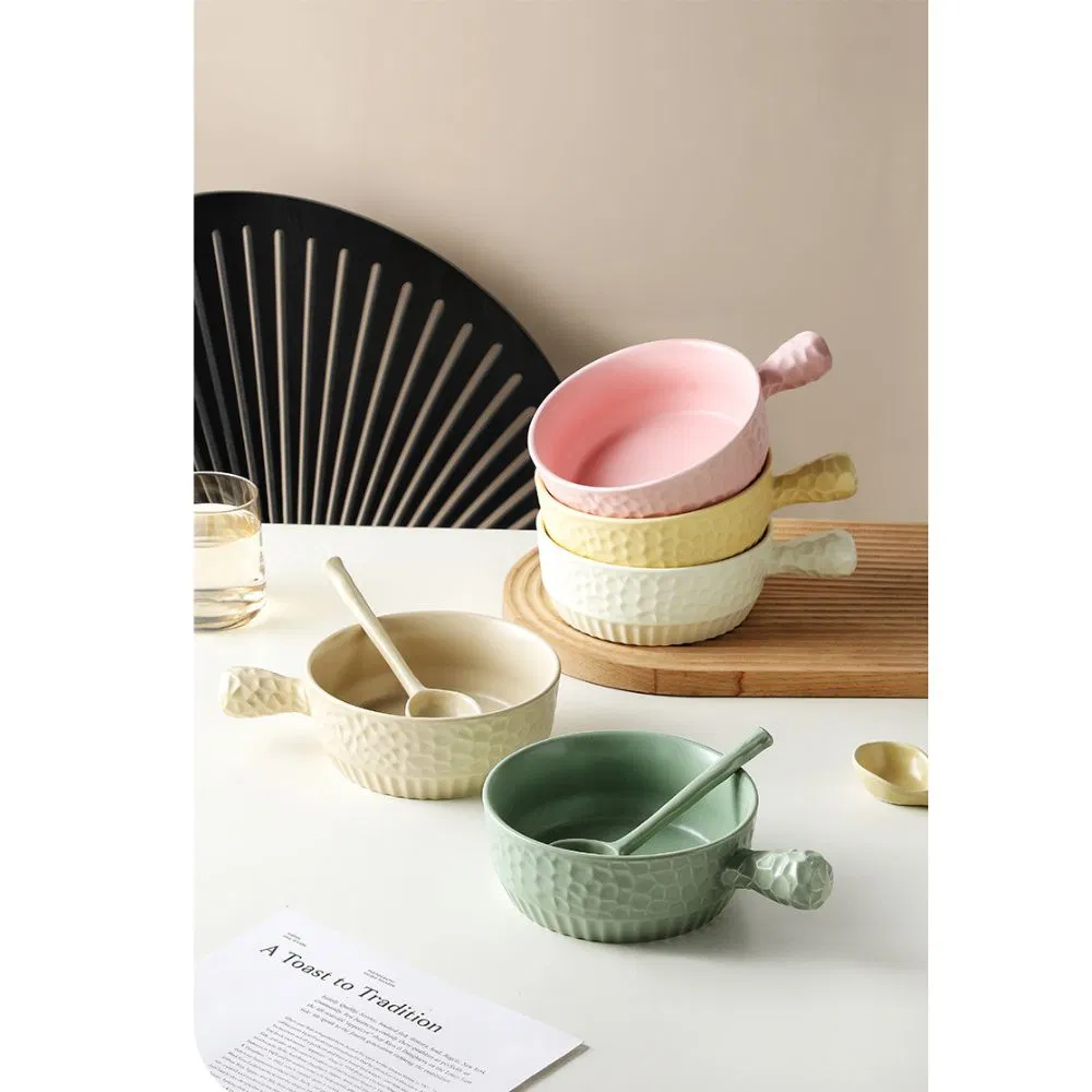 Ceramic Bowls Tableware Salad Bouillon Cups with Handles Microwave Soup Mug Mi24990