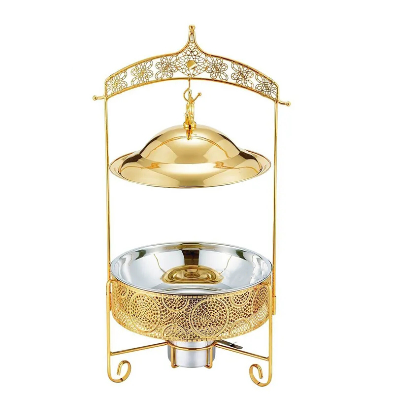 Arabic Stainless Steel Chafer for Catering Hotel Food Warmer Set Stainless Steel 4.0L Royal Gold Chafing Dish with Hanging Lid
